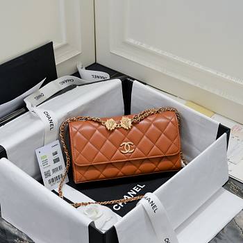 Bagsaaa Chanel Flap Phone Holder With Chain AP3426 Brown - 10 × 17.2 × 3.3 cm