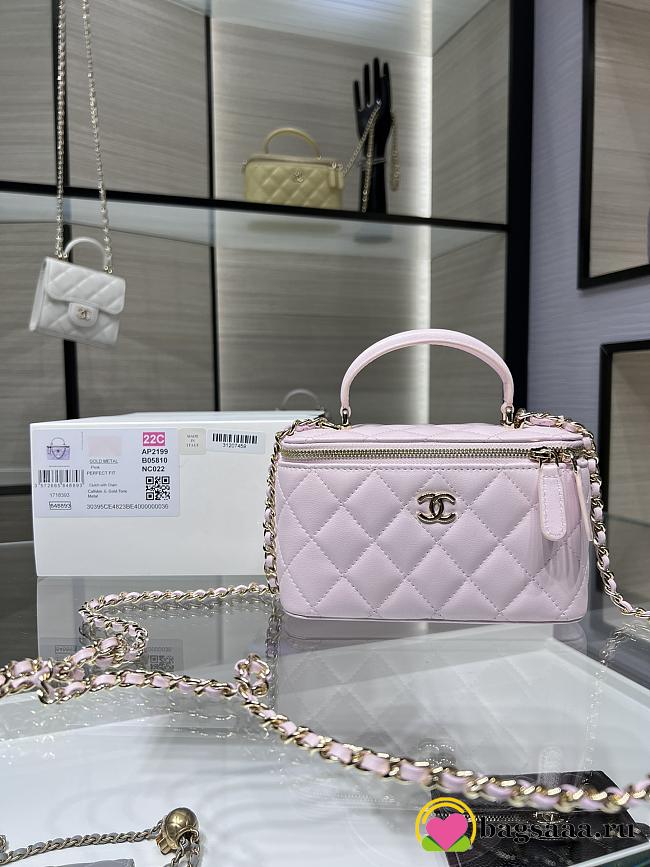 Bagsaaa Chanel Small Vanity With Chain Light Pink AP2199 - 17*9.5*8cm - 1