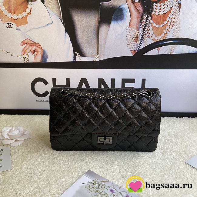 Bagsaaa Chanel 2.55 Handbag Aged Calfskin & Full Black A37586 - 16 × 24 × 7.5 cm - 1