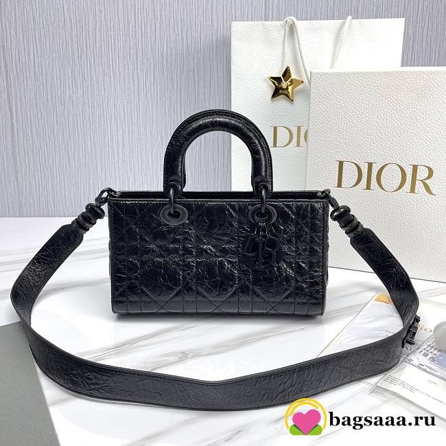 Bagsaaa Dior Small Lady D-Sire My ABCDior Bag Black Macrocannage Crinkled Calfskin - 26 x 15 x 8 cm - 1