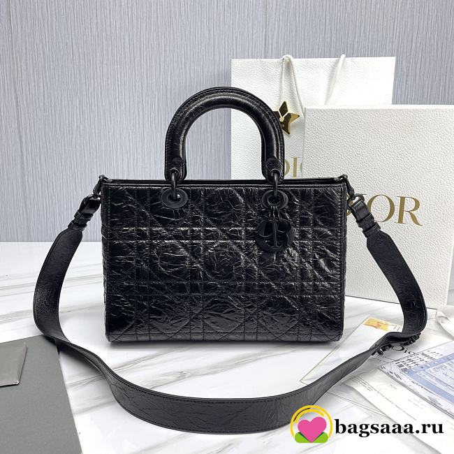 Bagsaaa Dior Medium Lady D-Sire My ABCDior Bag Black Macrocannage Crinkled Calfskin - 30 x 20 x 13 cm - 1