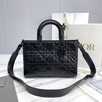 Bagsaaa Dior Medium Lady D-Sire My ABCDior Bag Black Macrocannage Crinkled Calfskin - 30 x 20 x 13 cm