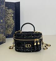 Bagsaaa Dior 30 Montaigne Mini Vanity Case Black Cannage Tweed Embroidery - 16.5 x 8 x 9.5 cm - 1