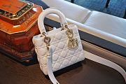 Dior Lady Lambskin White Handbag with Gold Hardware 20CM - 1