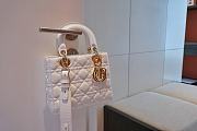 Dior Lady Lambskin White Handbag with Gold Hardware 20CM - 2