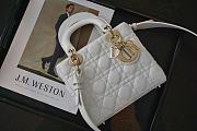 Dior Lady Lambskin White Handbag with Gold Hardware 20CM - 3