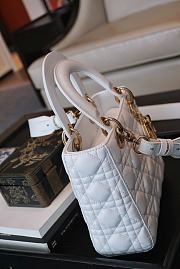 Dior Lady Lambskin White Handbag with Gold Hardware 20CM - 4