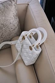 Dior Lady Lambskin White Handbag with Gold Hardware 20CM - 5