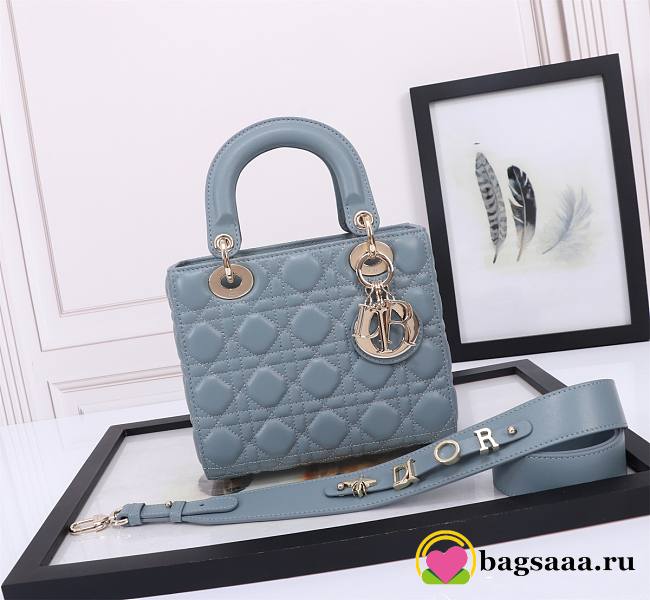 Bagsaaa Small Lady Dior My ABCDior Bag Sky Blue Cannage Lambskin - 20 x 17 x 8 cm - 1