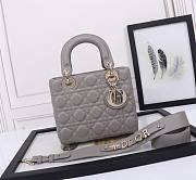 Bagsaaa Dior Lady Small Grey Lambskin Leather 20cm - 1