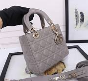 Bagsaaa Dior Lady Small Grey Lambskin Leather 20cm - 3