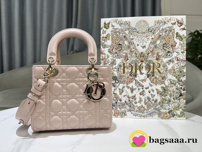 Bagsaaa Small Lady Dior My ABCDior Bag Powder Pink Cannage Lambskin - 20 x 17 x 8 cm - 1