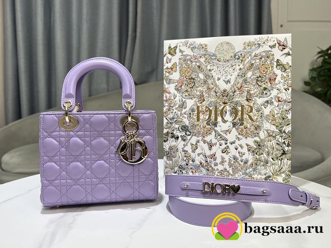 Bagsaaa Small Lady Dior My ABCDior Bag Lilac Purple Cannage Lambskin - 20 x 17 x 8 cm - 1