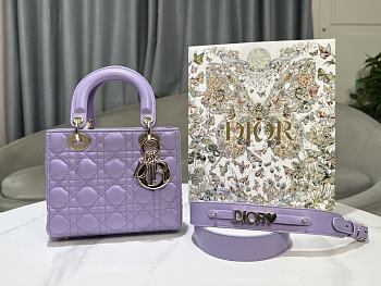 Bagsaaa Small Lady Dior My ABCDior Bag Lilac Purple Cannage Lambskin - 20 x 17 x 8 cm