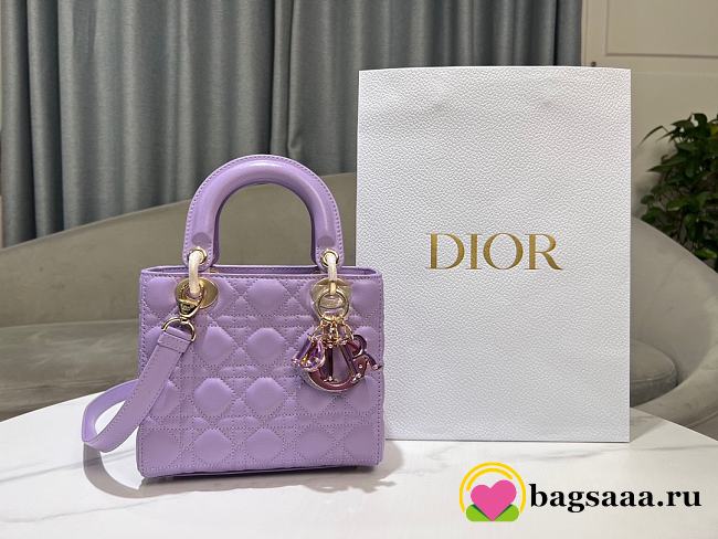 Bagsaaa Small Lady Dior Bag Lilac Purple Cannage Lambskin M0531 - 20 x 17 x 8 cm - 1