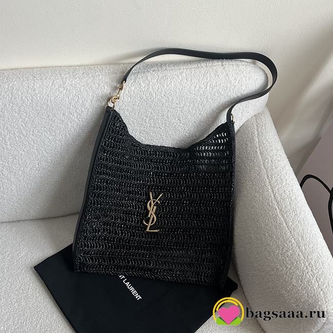 Bagsaaa YSL Oxalis Bag In Raffia Macramé 781289 Black - 37 X 40 X 3 CM - 1