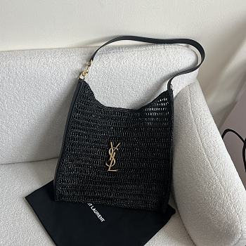 Bagsaaa YSL Oxalis Bag In Raffia Macramé 781289 Black - 37 X 40 X 3 CM