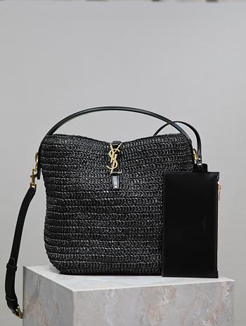 Bagsaaa YSL Le 37 In Woven Raffia And Vegetable-Tanned Leather 773991 Black - 20 X 25 X 16 CM