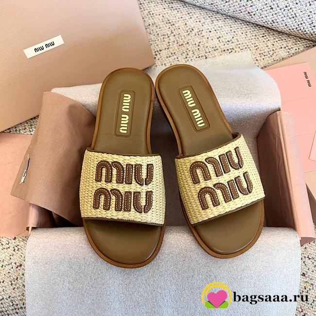 Bagsaaa Miumiu Brown Slippers - 1