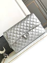 Bagsaaa Chanel XXL Silver Lambskin Flap Bag - 40x26x12cm - 1