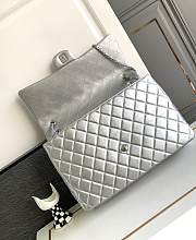 Bagsaaa Chanel XXL Silver Lambskin Flap Bag - 40x26x12cm - 2