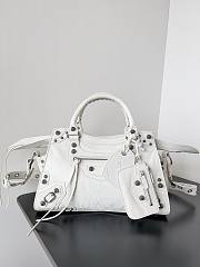 Bagsaaa Balenciaga Neo Cagole City Small Handbag In White Arena Lambskin - 33x21x14 cm - 1