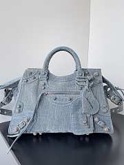 Bagsaaa Balenciaga Neo Cagole City Handbag In Blue Washed Denim - 39*17*24cm - 1