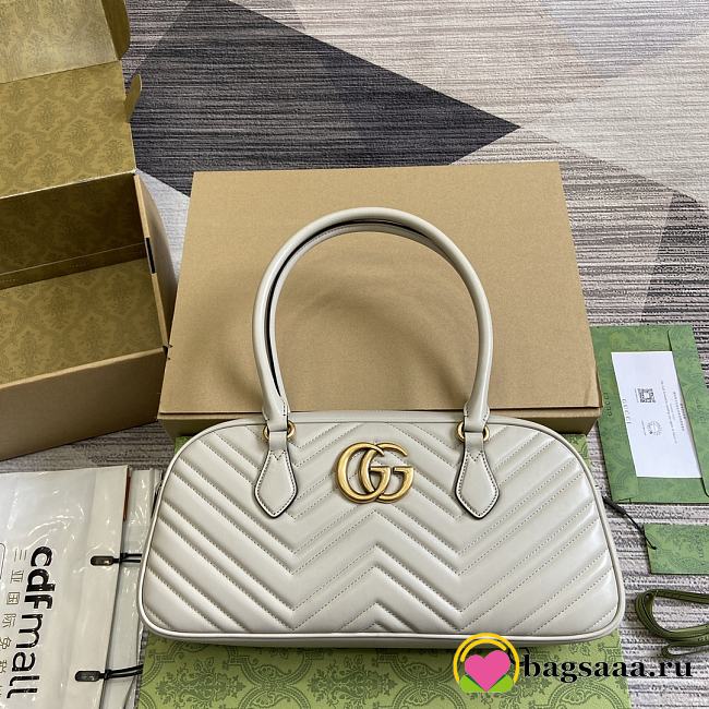 Bagsaaa Gucci Marmont Medium Top Handle Bag 795218 Light Grey - 35.5x16.5x7cm - 1