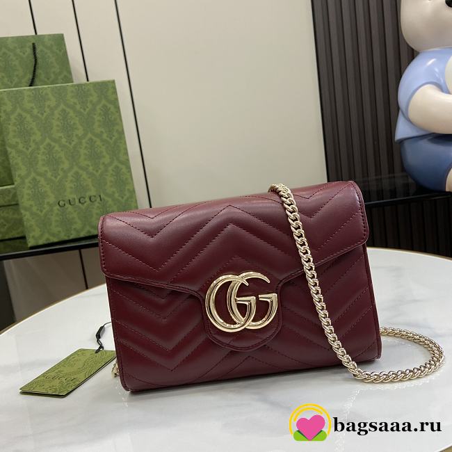 Bagsaaa Gucci Marmont Mini Bag 474575 Red - 20 x 13 x 6 cm - 1