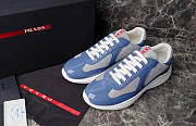 Bagsaaa Prada Patent Leather And Technical Fabric Prada America's Cup Sneakers Blue/Silver - 1