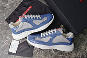 Bagsaaa Prada Patent Leather And Technical Fabric Prada America's Cup Sneakers Blue/Silver - 5