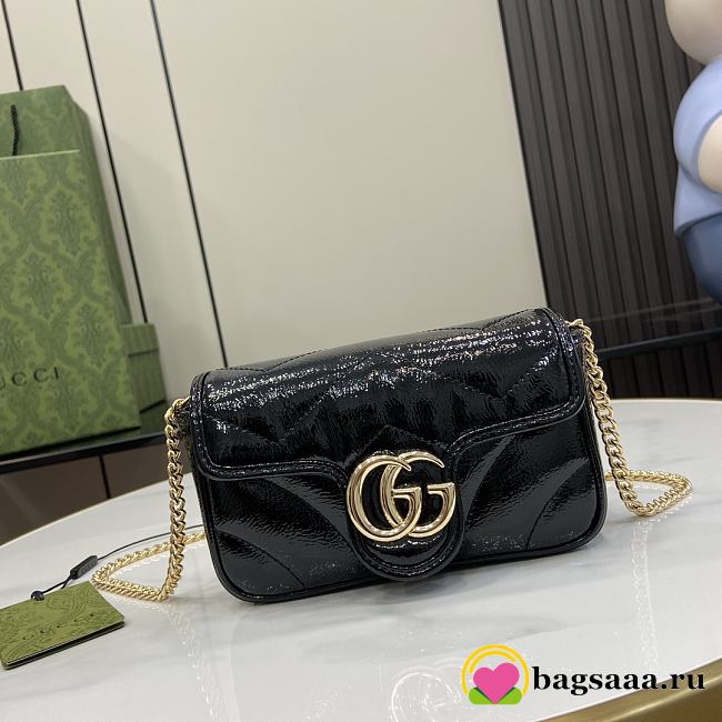 Bagsaaa Gucci GG Marmont Super Mini Bag 476433 Black - 16x10x4 ccm - 1