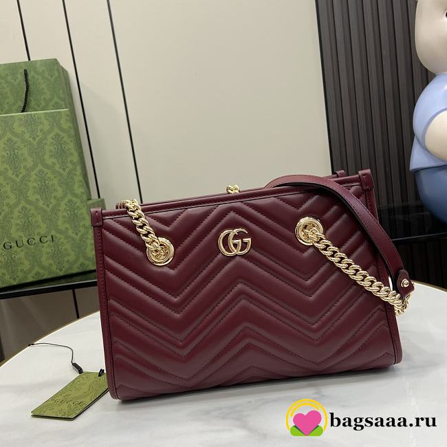 Bagsaaa Gucci GG Marmont Small Tote 779727 Red - 26.5 x 18.5 x 12.5 cm - 1