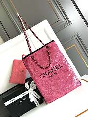 Bagsaaa Chanel Shopping Bag AS4856 Pink Sequins & Black Metal - 39 × 30 × 2 cm - 1