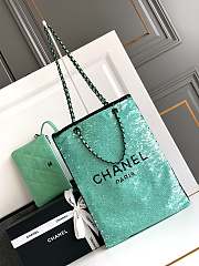 Bagsaaa Chanel Shopping Bag AS4856 Green Sequins & Black Metal - 39 × 30 × 2 cm - 1