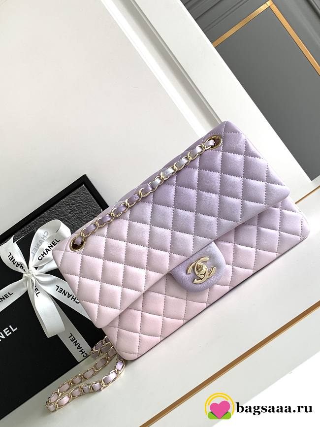 Bagsaaa Chanel Classic Handbag A01112 Ombre Purple & Pink - 15.5 × 25.5 × 6.5 cm - 1