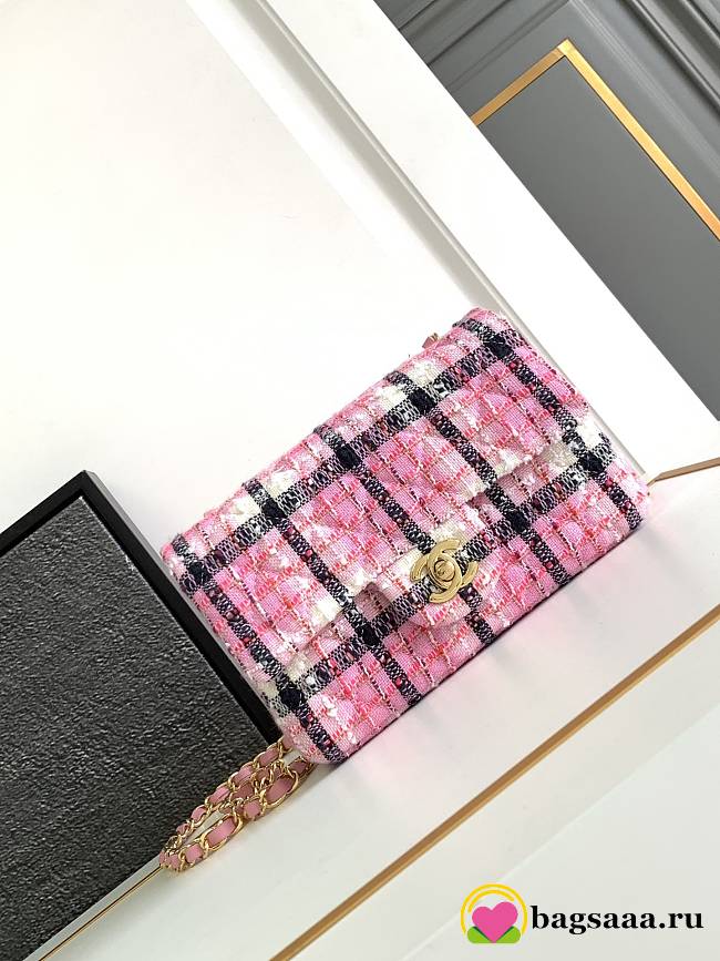 Bagsaaa Chanel Mini Classic Handbag Pink Cotton & Wool Tweed A69900 - 12 × 20 × 6 cm - 1