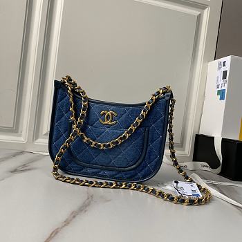 Bagsaaa Chanel Hobo Handbag Blue Denim AS4666 - 20 × 24 × 6 cm