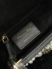 Bagsaaa Mini Lady Dior Bag Black Satin Embroidered with White Resin Pearls - 17 x 15 x 7 cm - 5