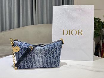 Bagsaaa Diorstar Hobo Bag with Chain Blue Denim Dior Oblique Jacquard - 28.5 x 14.5 x 10 cm