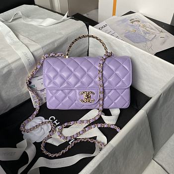 Bagsaaa Chanel Mini Flap Bag With Top Handle AS4924 Light Purple - 12 × 20 × 6 cm