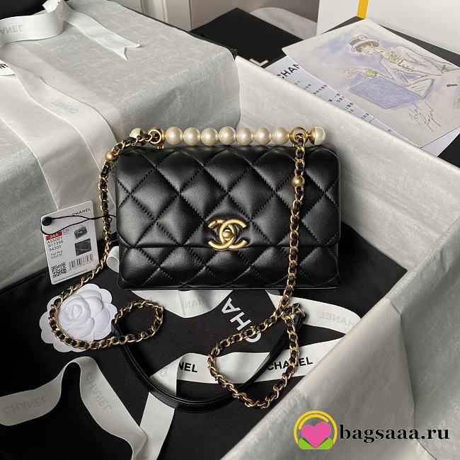 Bagsaaa Chanel Mini Flap Bag With Top Handle AS5001 Black - 13 × 19 × 7 cm - 1