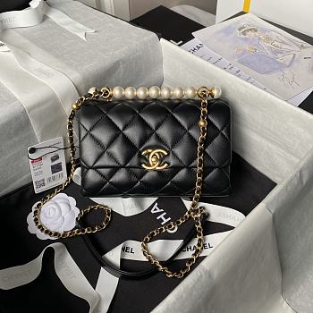 Bagsaaa Chanel Mini Flap Bag With Top Handle AS5001 Black - 13 × 19 × 7 cm