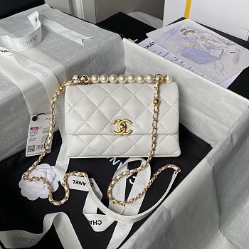 Bagsaaa Chanel Mini Flap Bag With Top Handle AS5001 White - 13 × 19 × 7 cm