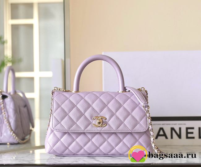 Bagsaaa Chanel Coco Flap Bag With Top Handle Light Purple - 14 × 24 × 10 cm - 1