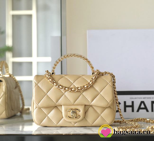 Bagsaaa Chanel Mini Flap Bag With Top Handle AS4847 Beige - 12 × 19 × 6 cm - 1