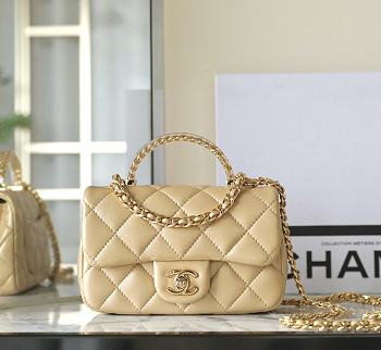 Bagsaaa Chanel Mini Flap Bag With Top Handle AS4847 Beige - 12 × 19 × 6 cm