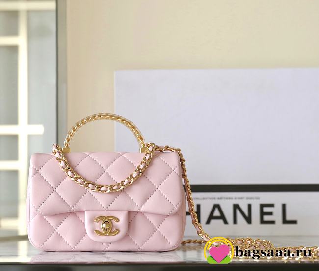 Bagsaaa Chanel Mini Flap Bag With Top Handle AS4847 Pink - 12 × 19 × 6 cm - 1