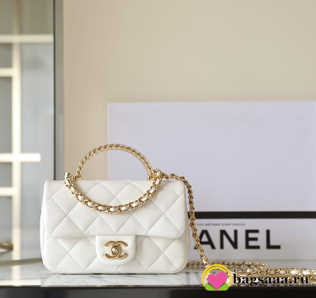 Bagsaaa Chanel Mini Flap Bag With Top Handle AS4847 White - 12 × 19 × 6 cm - 1