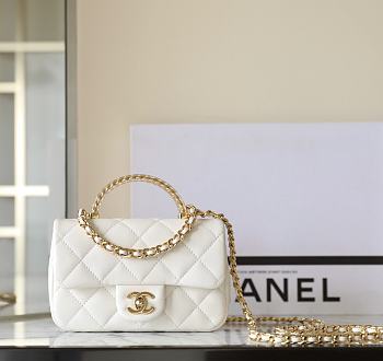 Bagsaaa Chanel Mini Flap Bag With Top Handle AS4847 White - 12 × 19 × 6 cm